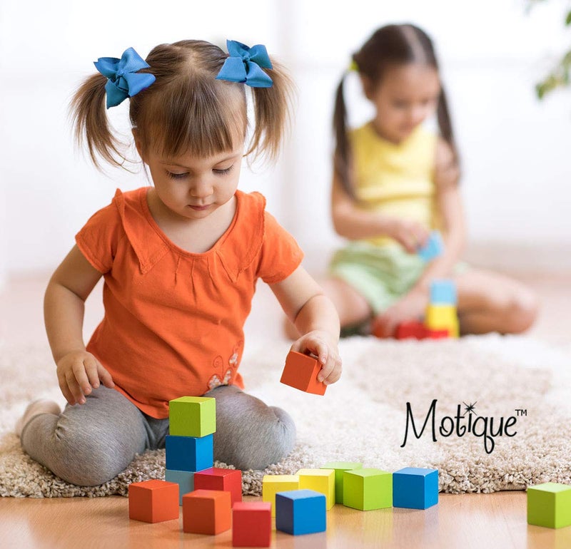 Motique Accessories 3 Inch Grosgrain Bow for Little Girls- Set of 2 (Blue) - Image 3